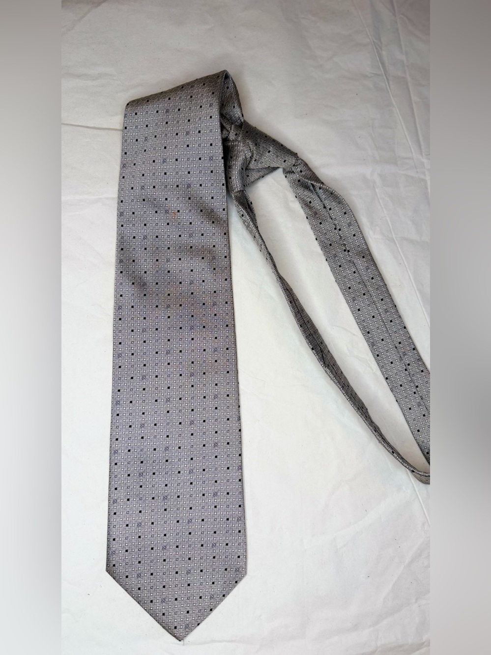 Classic Silver Gray Men's Tie with Subtle Dot Pattern